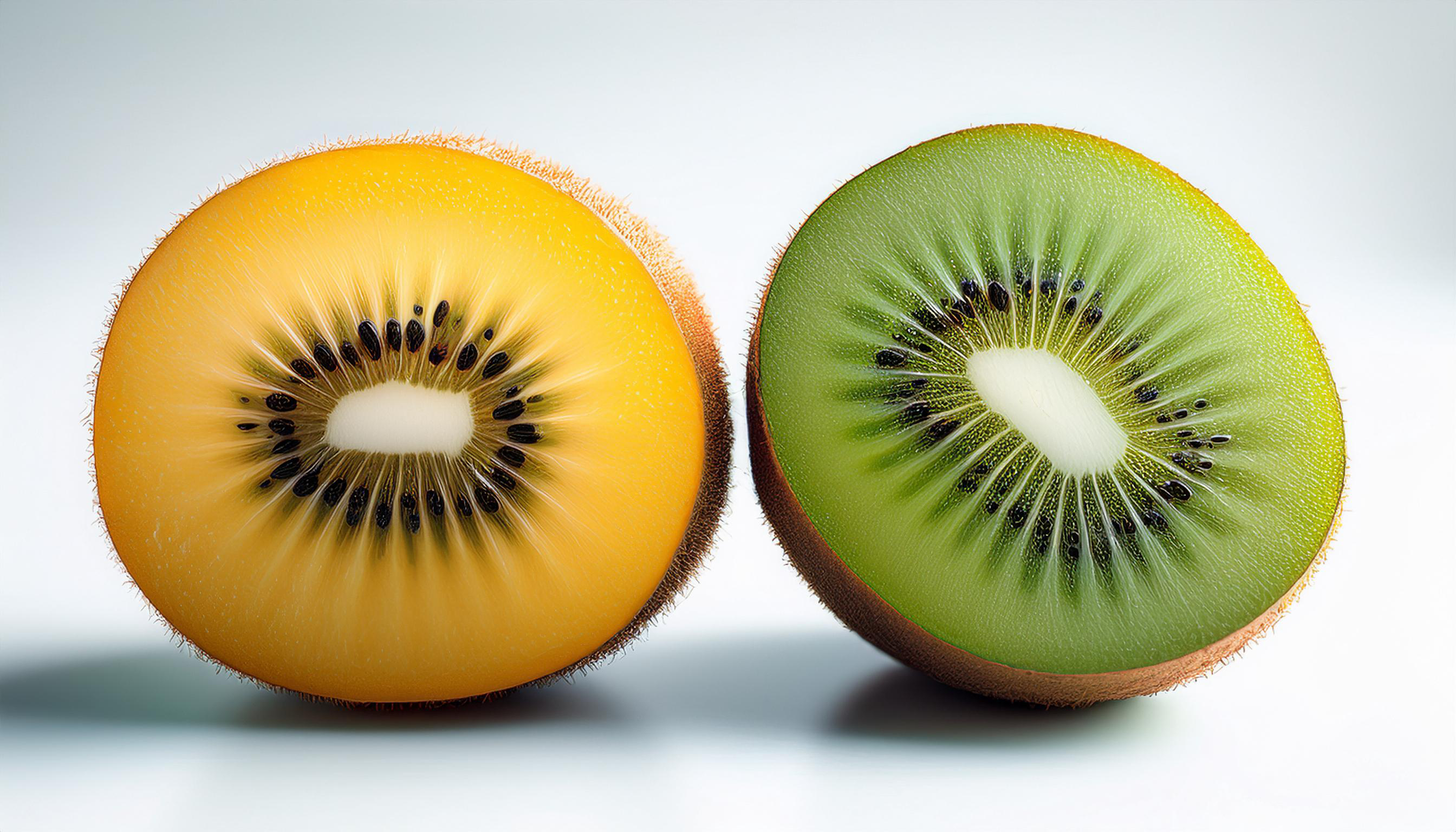Kiwi amarillo y verde con fondo gris