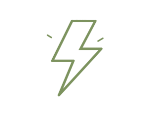 Icono de arte lineal monocromático minimalista, símbolo de flash, fondo blanco limpio