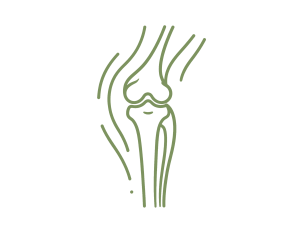 Minimalist monochrome line art icon representing joint health, clean white background