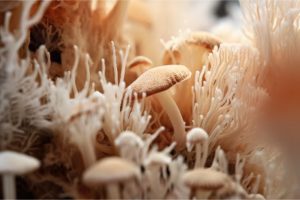 mushrooms with algae brown color
