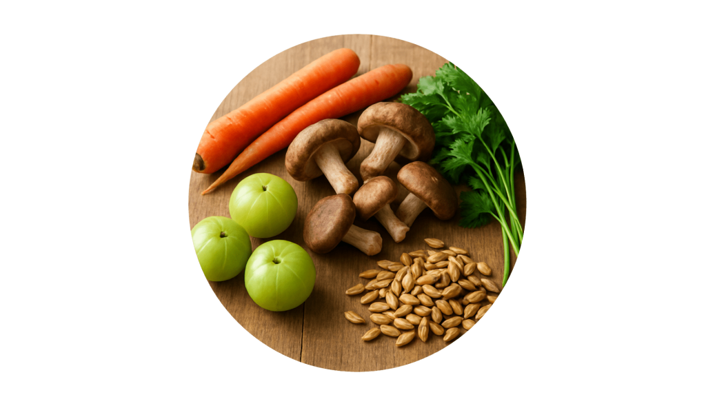 multivitamines - amla, shiitake, ail, carotte, persil...