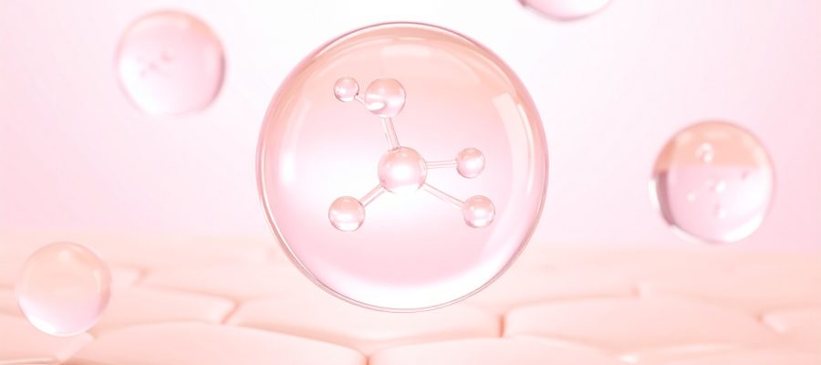 モリコールコラーゲントリペドタイド 滑らかで健康な肌の表面を、クローズアップで非常に詳細かつリアルに再現した3Dレンダリング