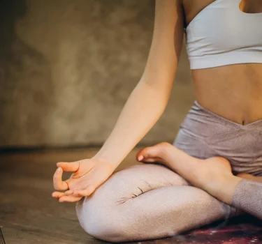 woman zen meditation stress serenity with meditation position aswhagandha